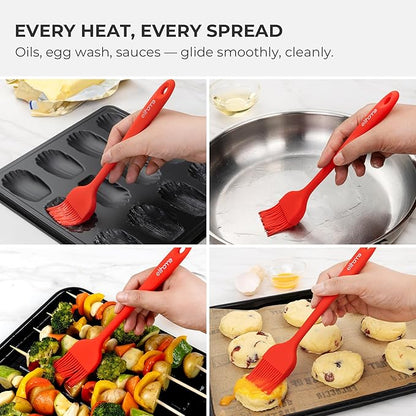 Elihome × Peanuts Silicone Basting Brush (8.75”) – Heat Resistant to 600°F, Food-Grade Platinum Silicone, Seamless 1-Piece Design, Non-Stick Safe, Dishwasher Safe, Red