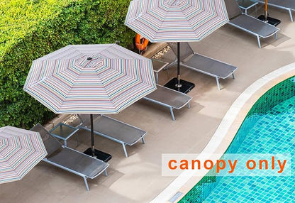 MASTERCANOPY Patio Umbrella 9 ft Replacement Canopy for 8 Ribs-Red and Green Stripes Canopy Only
