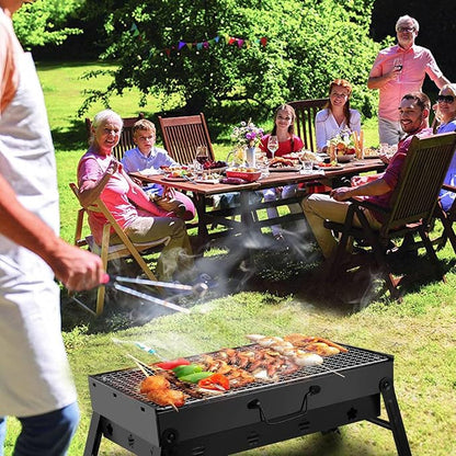 Moclever Folding Portable Charcoal Grill – Stainless Steel Mini BBQ Grill for Outdoor Cooking, Camping, Picnics, Beach, Tailgating, Compact & Easy to Carry