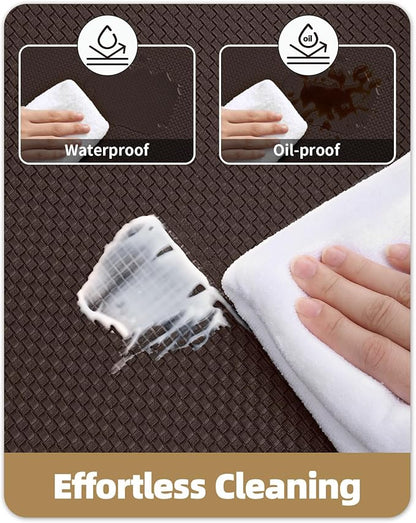 Color&Geometry Anti Fatigue Cushion Padded Kitchen Mat for Floor - 17x29+17x59,Easy Clean, Waterproof & Oil Proof, Anti Slip, Foam Rubber Runner Rug for Front Sink Comfort Standing, Brown Set of 2