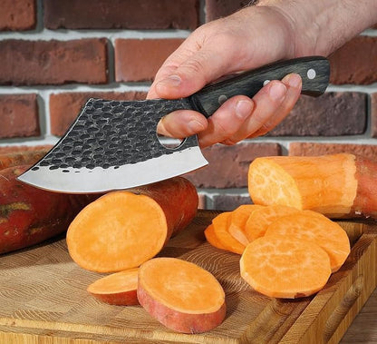 Zassenhaus Farmer Chef's Knife 9.8inch Handmade Blade Steel with Hole Pakka Wood Handle with Leather Sheath for The Kitchen or as Outdoor Chef's, Boning, Chopping Knife