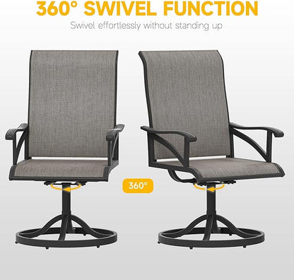DWVO 8 Set Outdoor Swivel Chairs, Premium Patio Swivel Chairs with High Back & Heavy Duty Frame, All Weather Outdoor Swivel Chairs Set of 8 for Porch Lawn Patio, Gray