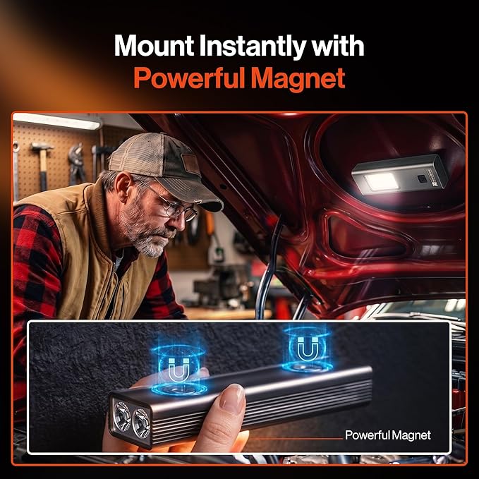 Rechargeable Grill Light - Magnetic BBQ Grill Light for Outdoor Grilling with 360° Adjustable Mount - Ultra Bright COB LED with 2 LED Front Lights - BBQ Accessories for Grilling & Camping