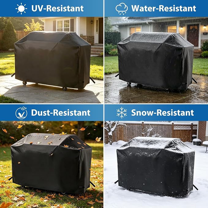 62 Inch Gas Grill Cover for Monument Denali 405&425 Grill, Waterproof 600D | Outdoor Grill Cover Fits Denali 405 & Denali 425 4-Burner and 77352 6-Burner Gas Grills, Wind & Dust Protection