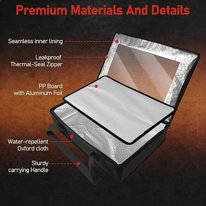 BANGIE BBQ Blankt for Resting Meat & 9x13 Foil Pan Carrier - Leakproof Insulated Casserole Transport Bag with Visual Window, Rigid Hard Bottom-Birthday Father's Day Grilling Gifts for Men, Dad, Black