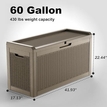 70 GallonOutdoor Storage Box,Resin Deck Boxes Waterproof, IndoorOutdoor Bin for Package Delivery, Patio Cushions, Gardening Tools, Lockable, UV Resistant