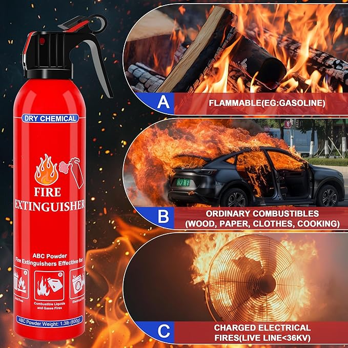 ABC Dry Chemical Fire Extinguisher 2-Pack - Wall Mountable Household Fire Extinguisher for Kitchen Home Boat Marine RV & Business - Compact Portable Non-Toxic Safety Device