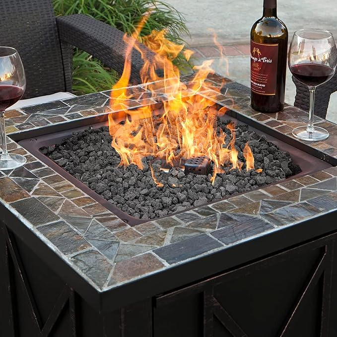 Onlyfire Black Lava Rock 10 Pounds Volcanic Lava Stones for Indoor Outdoor Fire Pits Fireplaces Gas Grill and Landscaping, 0.3-0.6 Inch