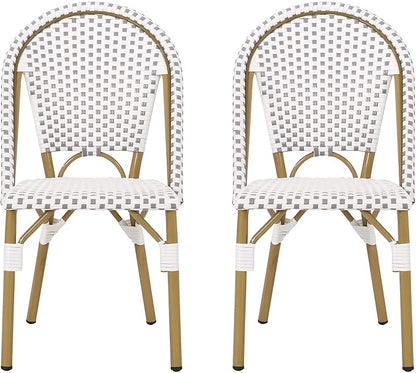 Christopher Knight Home Philomena Outdoor French Bistro Chair (Set of 2), Gray + White + Bamboo Print Finish