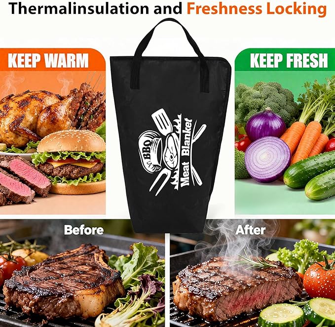 23 Pcs BBQ Blanket for Resting Meat 21" Smoker Meats Resting Bag Insulated Resting Bag with Wide Mouth Bear Paws Meat Claws Greaseproof Papers Reusable Smoker Grilling Accessories