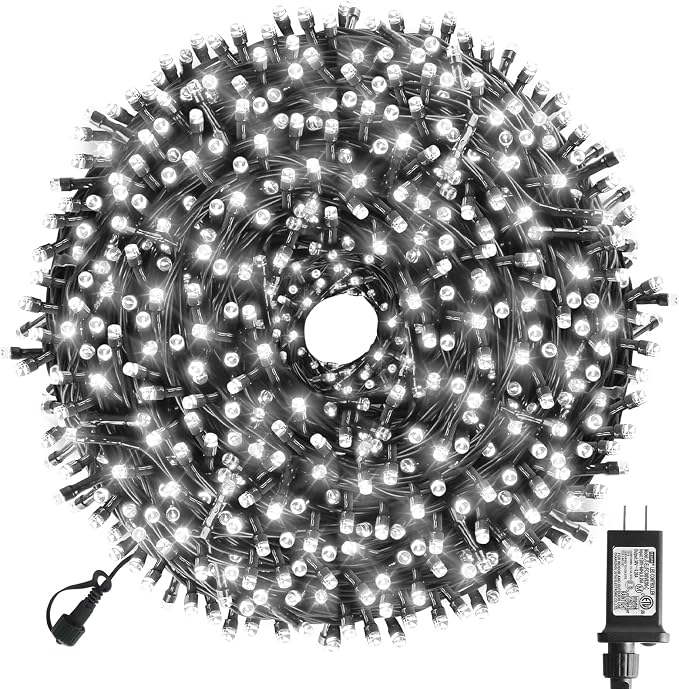 170FT 500 LED Christmas String Lights, Christmas Lights | End-to-End Plug 8 Modes - UL Certified - Outdoor Indoor Fairy Lights for Christmas Tree, Garden, Party, Wedding(Cool White)