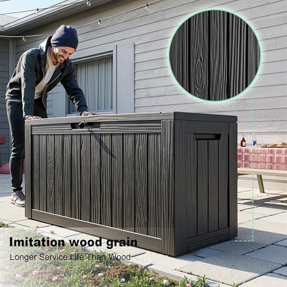 Vixzen 85 Gallon Deck Boxes Outdoor Waterproof, Lockable Outdoor Storage Box for Patio Cushions Storage Furniture,Garden Tools, Pool Supplies, Weatherproof and UV Resistant (Black, 85 Gallon