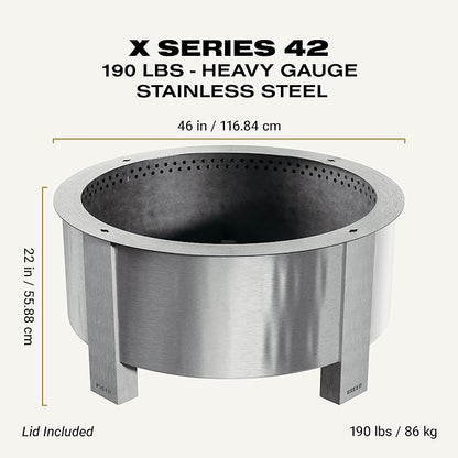 Breeo Smokeless Fire Pit (X Series 30, Stainless Steel) | 34.5 inch Smokeless Firepit for Outside | 94 Pounds | Ideal for Families Compatible with Wide Range of Breeo Accessories