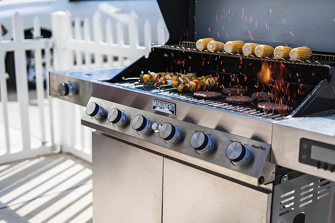 Monument Grills Denali Series, 6+1 Convertible Natural Gas Smart bbq Grill, 6 Burners & 1 Side Burner Stainless Steel Denali 605 with Smart Technology, Knob Controls (Without Conversion Kit)