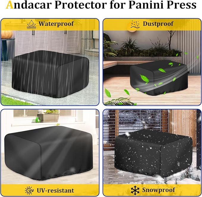 Panini Press Cover for Cuisinart Panini Press GR-4NP1 | Waterproof Sandwich Maker Cover Indoor Grill 5-in-1 Stainless Steel Griddler Covers - 14" L×13" W×7" H, Black