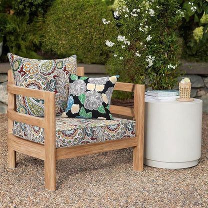 DYTXIII Outdoor Deep Seat Cushion Set, Water Repellent 24"x24" Patio Thick Cushions Replacement with Seat & Back Pillow for Patio Sofa, Wicker Chair, Couch - Paisley Chilli
