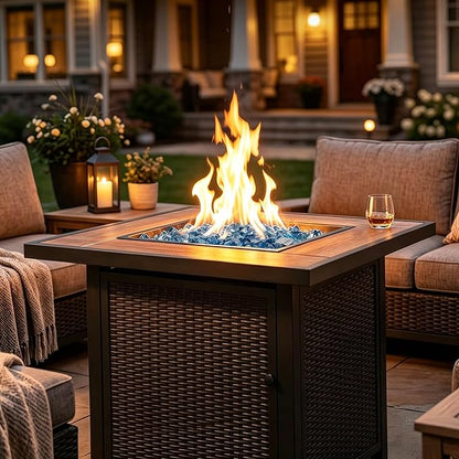 BALI OUTDOORS 50000 BTU Propane Fire Pit for Outdoor, 30 in Fire Pit Table Outdoor, Square Firepits for Outside Backyard, Patio