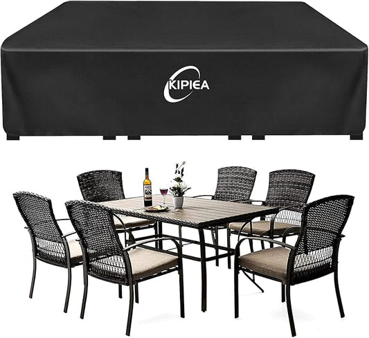 Kipiea Outdoor Furniture Covers Waterproof, 420D Heavy-Duty Patio Furniture Set Covers, No Tears Anti UV No Fading (96" L x 63" W x 40" H)