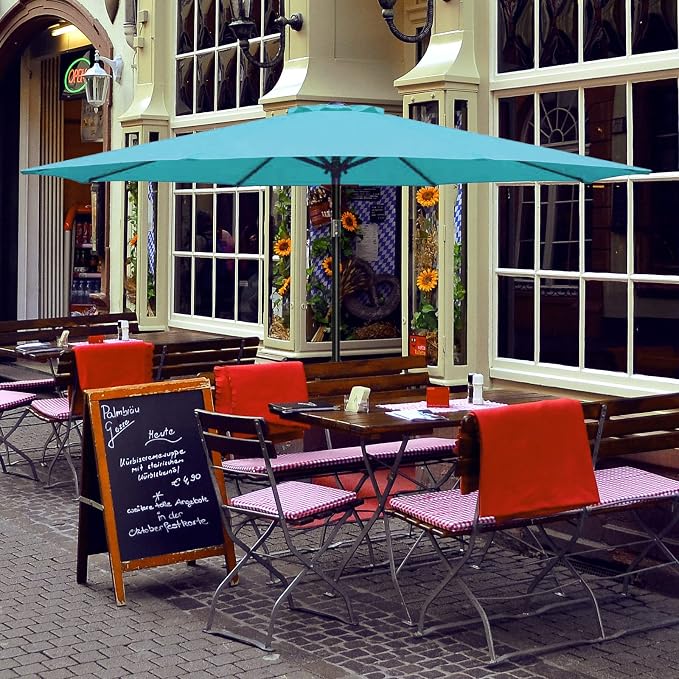 YSSOA 9' Patio Umbrella Outdoor Table Market Yard Umbrella with 8 Sturdy Ribs, Turquoise