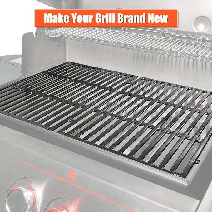 18.75" Grill Grates for Weber Genesis II 300 & Genesis II LX 300 Grills, Grill Parts for Weber Genesis 2 E310, Genesis II E310 315 335, Porcelain-Enameled Cast Iron Replacement Grates for Weber 66095