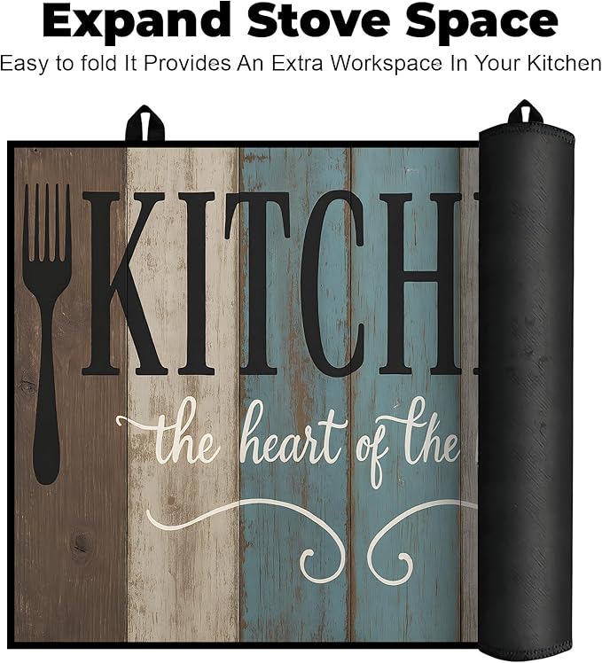 Heat-Resistant Glass Stove Top Cover with Anti-Slip Rubber Coating – Electric Stove Protector, Scratch-Resistant, Counter Space Decor Mat (board, 28.5"L x 20.5"W)
