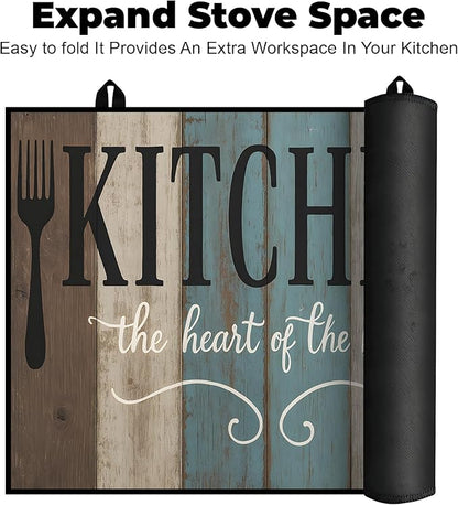 Heat-Resistant Glass Stove Top Cover with Anti-Slip Rubber Coating – Electric Stove Protector, Scratch-Resistant, Counter Space Decor Mat (board, 28.5"L x 20.5"W)
