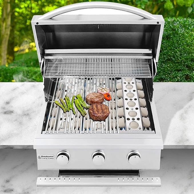 GasSaf Heat Plate for Select Turbo Gas Grill Replacement Parts, 16.5 inch Stainless Steel Briquette Trays for BBQ Galore Grand Turbo STS, Elite, Classic Grill Parts, 3-Pack Heat Trays(16 1/2 x 6 1/2)