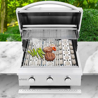 GasSaf Heat Plate for Select Turbo Gas Grill Replacement Parts, 16.5 inch Stainless Steel Briquette Trays for BBQ Galore Grand Turbo STS, Elite, Classic Grill Parts, 3-Pack Heat Trays(16 1/2 x 6 1/2)