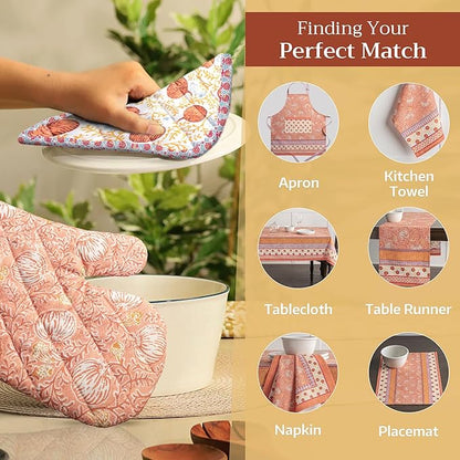 Maison d' Hermine Pot Holders 100% Cotton Heat Resistant Potholders 8" x 8" Hot Pads with Loop for Thanksgiving Christmas Decorations BBQ Cooking Baking Handling Hot Pans (Pack of 1, Harvest Festival)