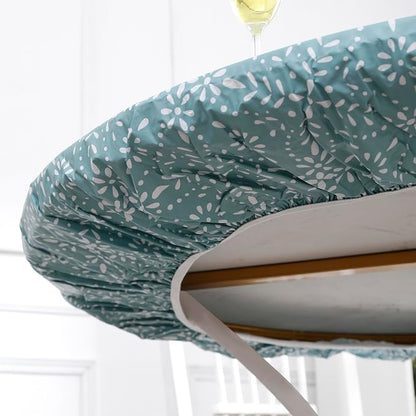 Walrus Round Vinyl Fitted Tablecloth with Flannel Backing Elastic Edge Design Table Cover Waterproof Oil-Proof PVC Table Cloth Stain-Resistant Best for 32"-36" Round