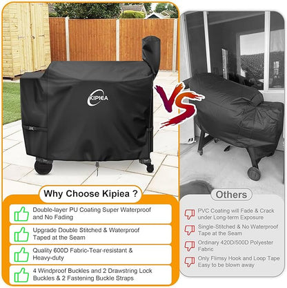 Kipiea Heavy Duty Grill Cover for Traeger Pro 34 & 780 Series, 600D Oxford Fabric Wood Pellet Smoker Covers Waterproof & Windproof, Pellet BBQ Grill Cover for Outside Anti-UV, No Tear, No Fading