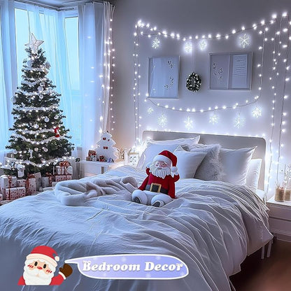 JMEXSUSS 500 LED White Christmas Lights, 173ft String Lights Plug in | 8 Modes, Remote Control, Waterproof White Christmas Tree Lights for Classroom Dorm Tree House Wedding Party Xmas Decorations