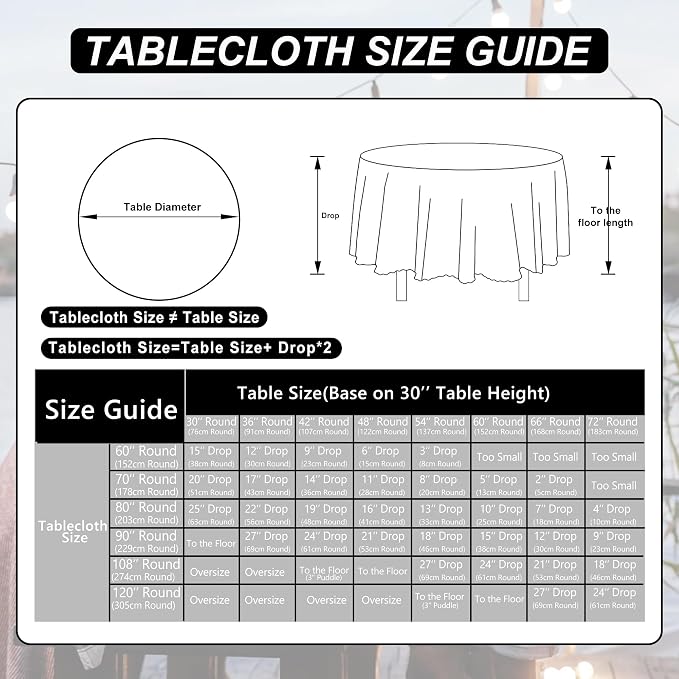 DWCN Round Tablecloth 70 Inch - Waterproof & Stain Resistant Spillproof Washable Polyester Fabric for Dining Room Kitchen, Dining, Party, Weddings and Restaurants, Light Grey