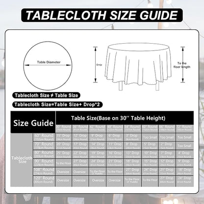 DWCN Round Tablecloth 70 Inch - Waterproof & Stain Resistant Spillproof Washable Polyester Fabric for Dining Room Kitchen, Dining, Party, Weddings and Restaurants, Light Grey
