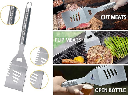 Bonsai Tree Papa Gifts, Papa Gifts from Grandkids, Grill Tool for Papa Present - Cool Grilling BBQ Set for Grandpa- Stainless Steel Heavy Duty Set 4