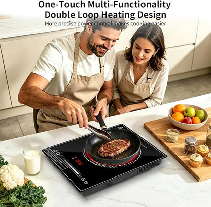 Single Burner Electric Cooktop,110V 1800W portable cooktop,Electric Stove Top with LED Knob Control,10 Power Levels, 2HTimer, Safety Lock, portable cooktop Overheat protection