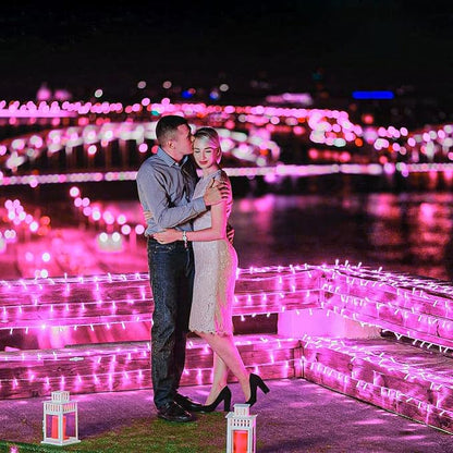 131FT 400 LED Outdoor String Lights, Pink Christmas Lights Indoor | Plug in Waterproof 8 Modes Clear Wire String Twinkle Lights for Bedroom Outside Patio Yard Xmas Party Wedding Decorations