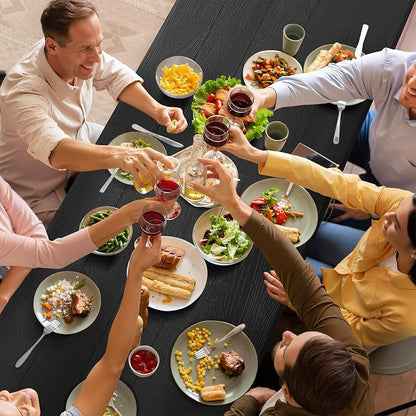 8 Ft Plastic Folding Table,Heavy Duty Portable Table for Indoor & Outdoor,Wood Grain Desktop & 400lbs Weight Capacity,Premium Solutions for Camping,Picnic,BBQ and Party
