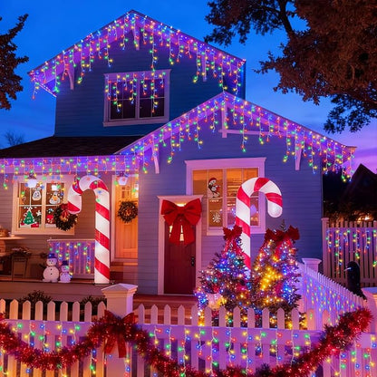 YEGUO 66ft 800 LED Christmas Lights Outdoor Waterproof, 160 Drops Christmas Icicle Light Indoor, 8 Modes Icicle Xmas Lights with Memory Timer(Multicolor)
