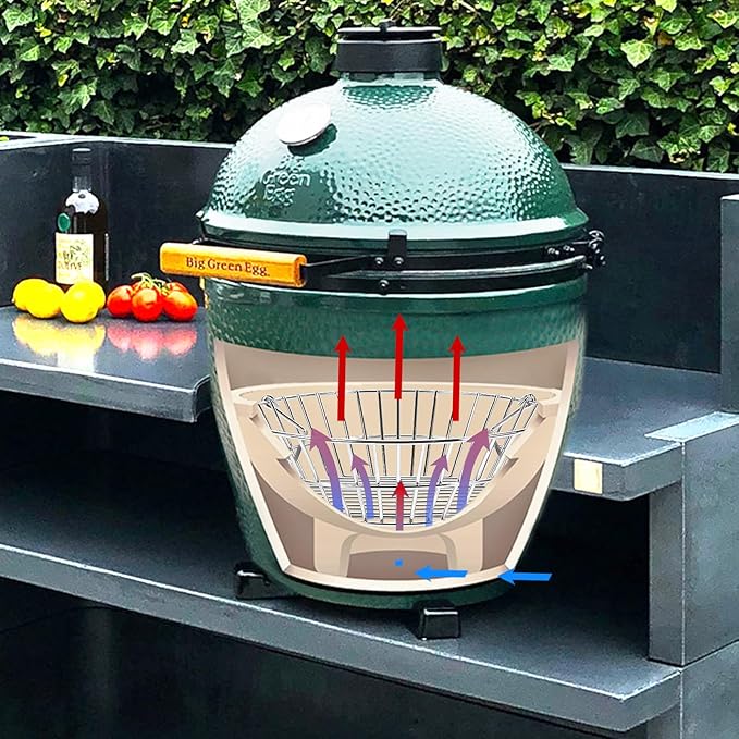 Charcoal Basket for Grill, Stainless Steel Ash Basket for Large Big Green Egg & Kamado Joe, Heavy Duty Firebox Accessories with Folding Handle