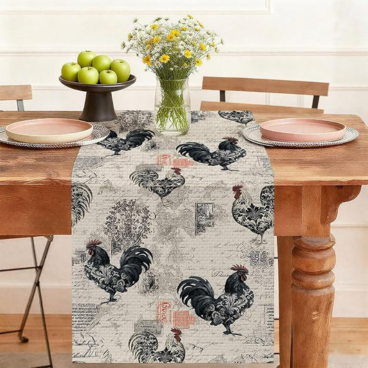 Chicken Table Runner,Dining Decor for Kitchen Coffee Table Family Dinners Holiday Parties Wedding Events Decor(13x72 inch)