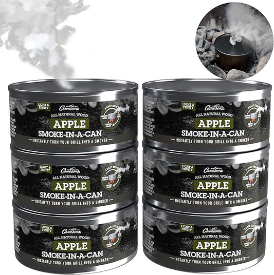 Camerons Smoking Wood Pellets - Instant Disposable Smoke Box Cans Turn Any Grill into a Smoker (Apple)- Value 6 Pack Gift Set of All Natural BBQ Wood