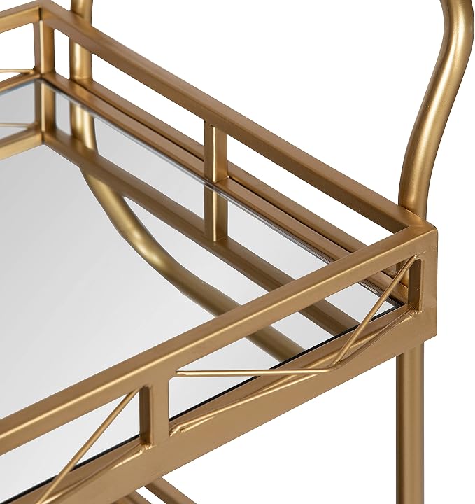 Kate and Laurel Ketia Glam Metal Bar Cart; 23 x 13 x 34; Gold; Glamorous Three Tier Gold Bar Cart for Display and Storage