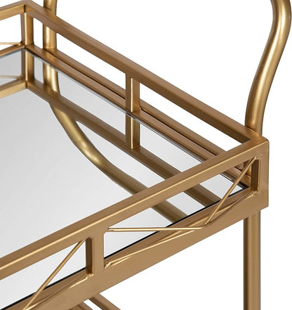 Kate and Laurel Ketia Glam Metal Bar Cart; 23 x 13 x 34; Gold; Glamorous Three Tier Gold Bar Cart for Display and Storage