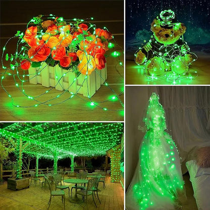 Solar String Lights Outdoor Waterproof 33ft 100LED 8 Modes Twinkle Lights Solar Fairy Lights for Patio, Garden Yard Party Wedding Tree Christmas Halloween Decoration, Green