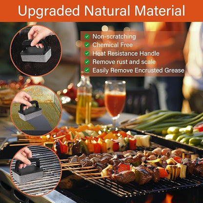 10 Pieces Griddle Cleaning Kit for Blackstone & More - Professional Flat Top Grill Cleaning Kit with Heavy Duty Griddle Scraper, Grill Stones, Scouring Pads & Ergonomic Handles