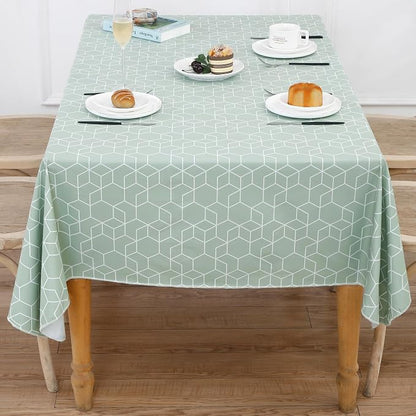 Heavy Duty Vinyl Tablecloth with Flannel Backing Waterproof Oil-Proof Plastic Table Cloth Stain-Resistant Wipeable Rectangle or Square Table Cover for Indoor and Outdoor (Green Grid,54x54 Inch)
