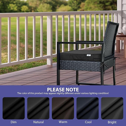 IPYNBAP Outdoor Chair Cushions Set of 4 -Waterproof Outdoor Seat Cushions for Patio Furniture, Patio Chair Cushion with Handle and Ties, Out Door Chair Pads,17x16x2-Square, Black