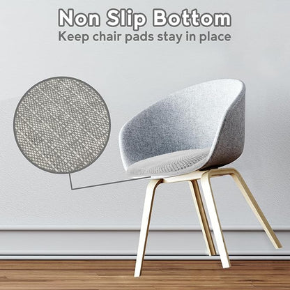Silver Grey Kitchen Chairs Cushions Set of 2 Non Slip Foam Patio Seat Cushions Washable Soft Thick Pads Large Wooden Metal Tapered Dining Chair Cushions,17" x 15"