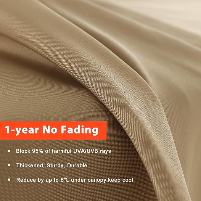 MASTERCANOPY Patio Umbrella 10 ft Replacement Canopy for 8 Ribs-Brown Canopy Only